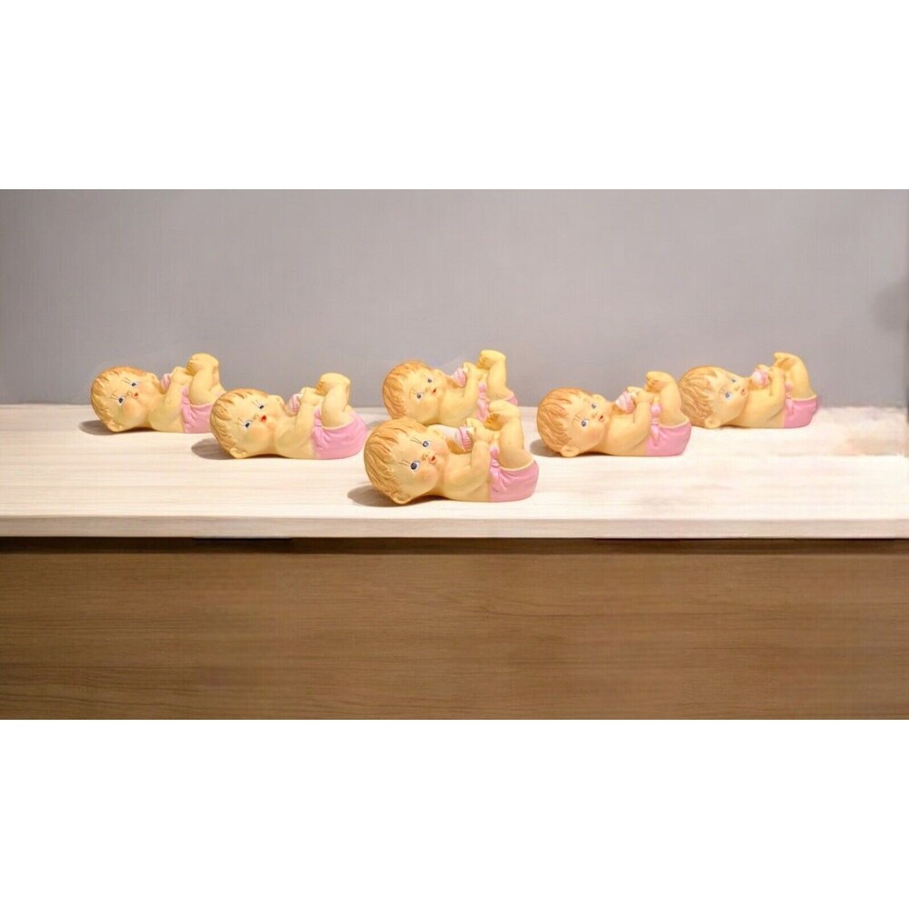 6 CWI Brand Baby Figurines Vintage Baby Shower Gift Decor Crafts 2.5” W Pink NWT